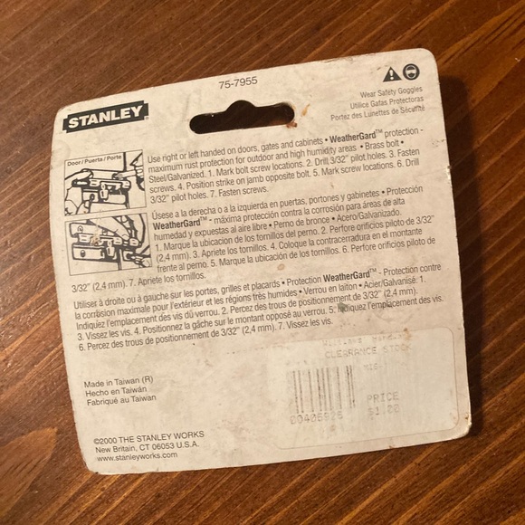 Stanley Weather Gard Barrel Bolt 3”(76mm) Galvanized for outdoor New unopened - Picture 4 of 4